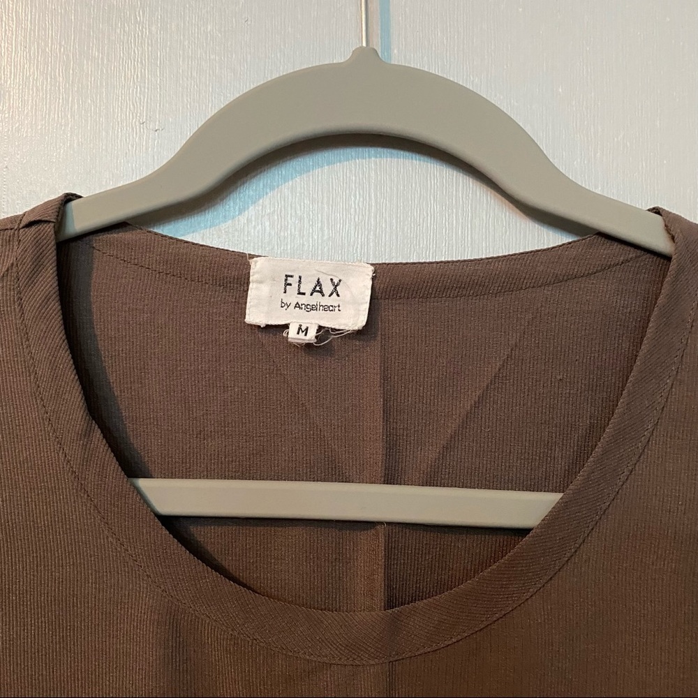 FLAX Brown Silk Lightweight Shirt Size Medium - Picture 3 of 7